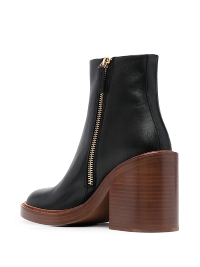 Shop Chloé 90mm Leather Ankle Boots In Schwarz
