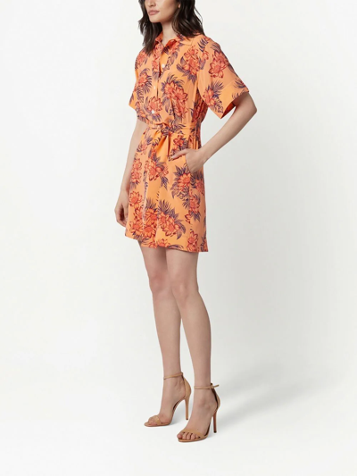 Shop Equipment All-over Floral-print Mini Dress In Orange