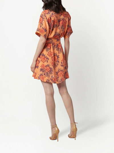 Shop Equipment All-over Floral-print Mini Dress In Orange