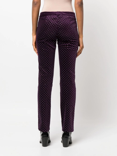 Shop Philipp Plein Office Crystal-embellished Trousers In Purple