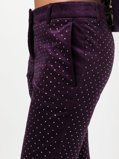 Shop Philipp Plein Office Crystal-embellished Trousers In Purple