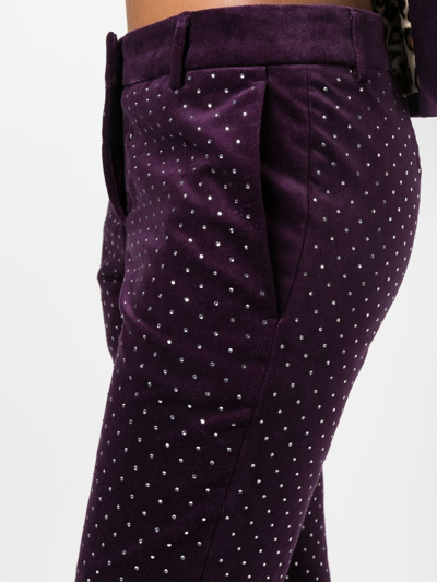 Philipp Plein Office Crystal-embellished Trousers In Purple