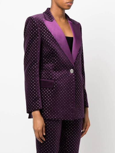 Philipp Plein Crystal-embellished Blazer In Purple