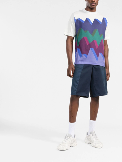 Shop Missoni Zigzag-print Cotton T-shirt In Blue