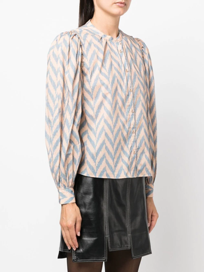 Shop Ulla Johnson Rory Graphic-print Cropped Blouse In Orange