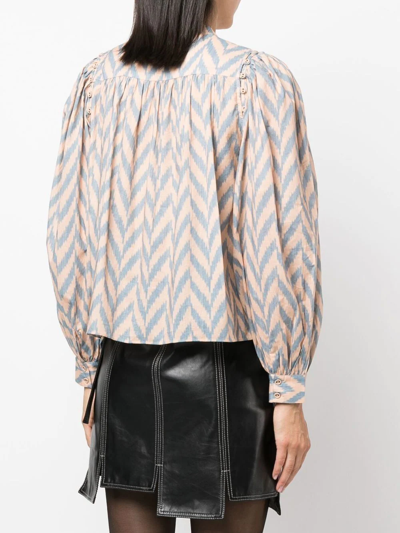 Shop Ulla Johnson Rory Graphic-print Cropped Blouse In Orange