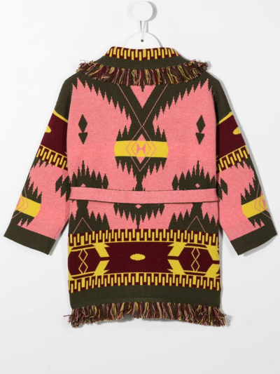 嵌花针织束腰开衫