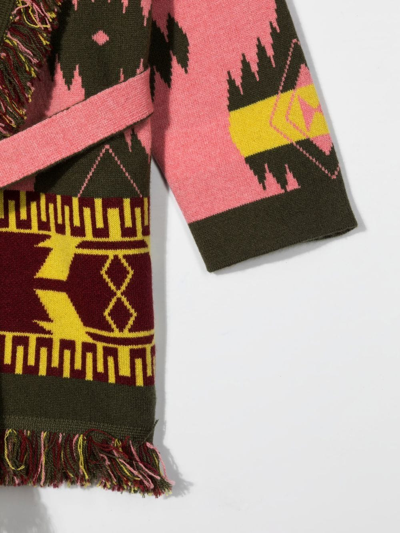 嵌花针织束腰开衫