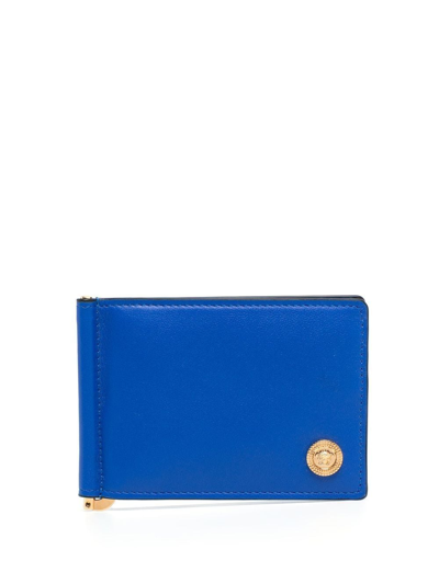 Shop Versace Tribute Medusa Leather Wallet In Blau