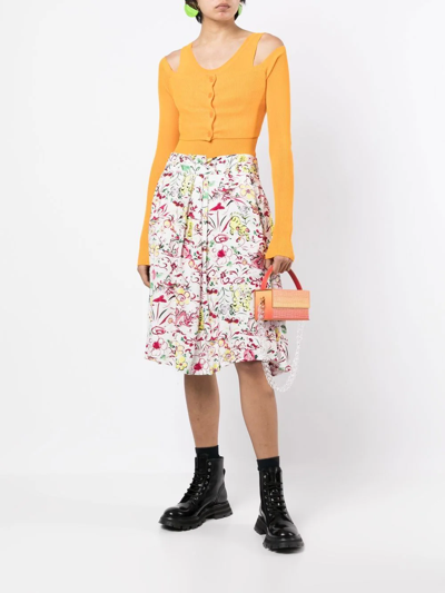 Shop Kenzo Graphic-print Asymmetric Gathered Skirt In Weiss
