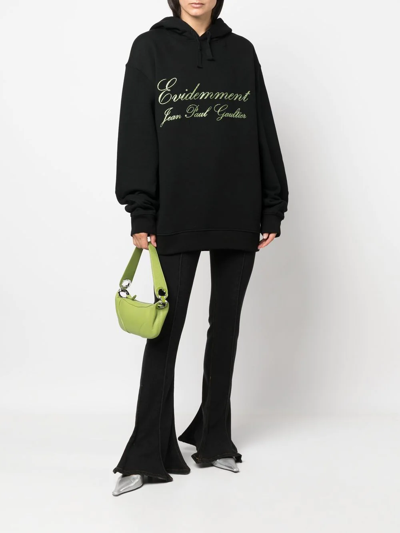 Shop Jean Paul Gaultier Glitter-logo Pullover Hoodie In Schwarz