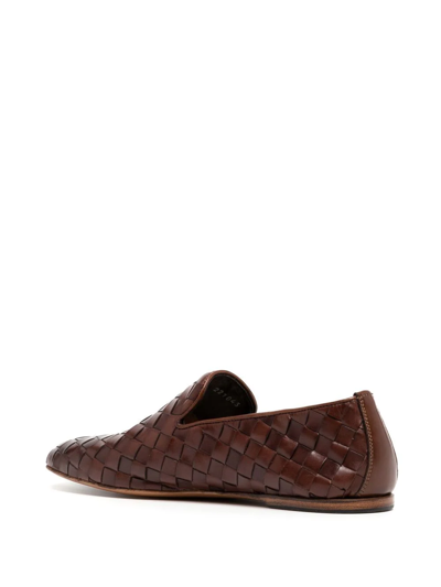 Shop Barrett Woven-leather Loafers In Braun