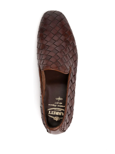 Shop Barrett Woven-leather Loafers In Braun