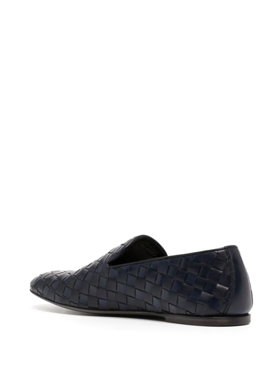 Shop Barrett Woven-leather Loafers In Blau