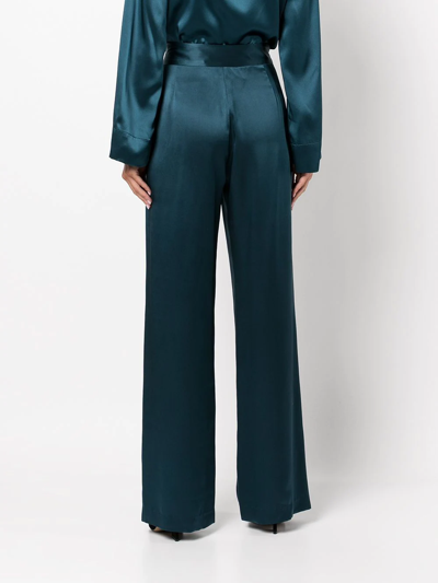 Shop Michelle Mason Pleated Wide-leg Trousers In Blue