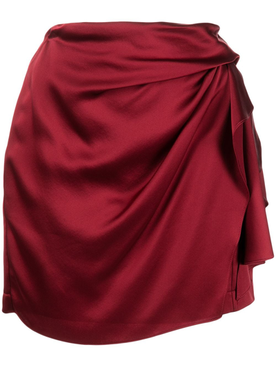 Shop Michelle Mason Draped-detail Mini Skirt In Red