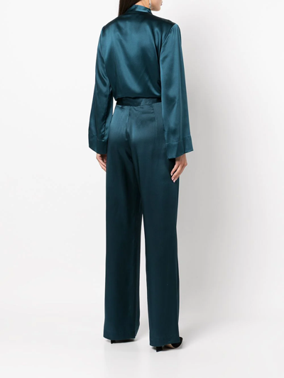 Shop Michelle Mason Long Sleeved Tie-waist Blouse In Blue