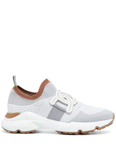 Shop Tod's Mesh Panelled Slip-on Sneakers In Weiss