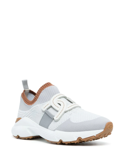 Shop Tod's Mesh Panelled Slip-on Sneakers In Weiss