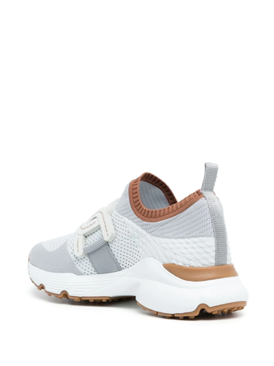 Shop Tod's Mesh Panelled Slip-on Sneakers In Weiss