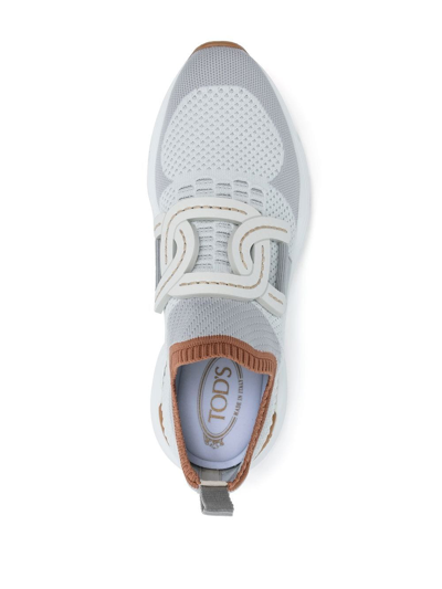 Shop Tod's Mesh Panelled Slip-on Sneakers In Weiss