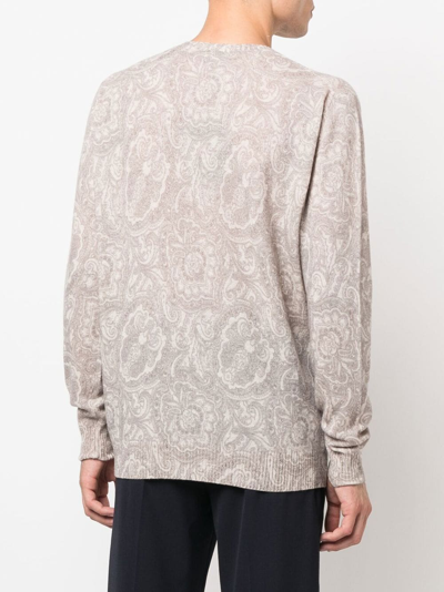 Shop Etro Paisley-print Fine-knit Jumper In Nude