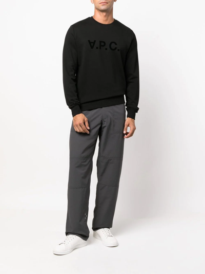 Shop Apc Logo-print Crew-neck Sweatshirt In Schwarz