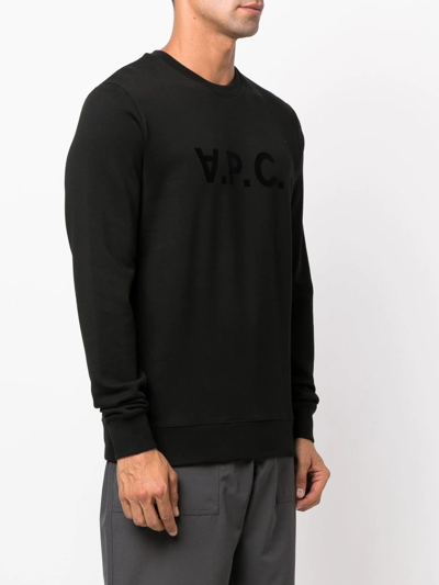 Shop Apc Logo-print Crew-neck Sweatshirt In Schwarz