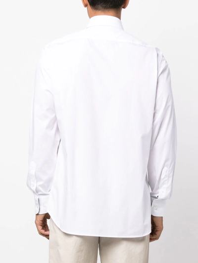Shop Paul & Shark Logo-embroidered Button-down Shirt In White