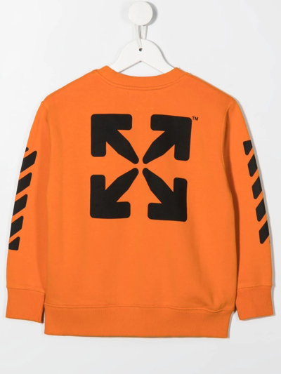 Shop Off-white Logo Cotton Sweatshirt In Orange