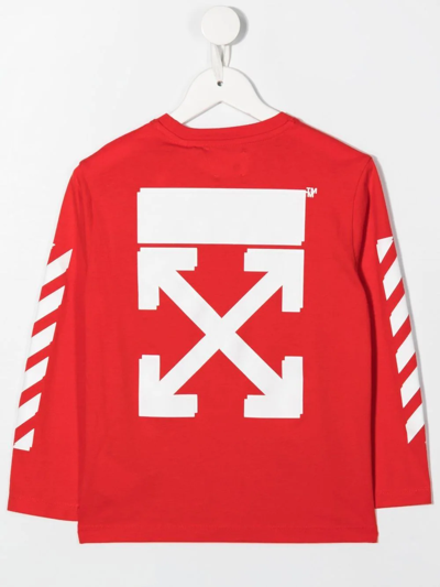 Shop Off-white Logo-print Cotton Sweatshirt In Rot