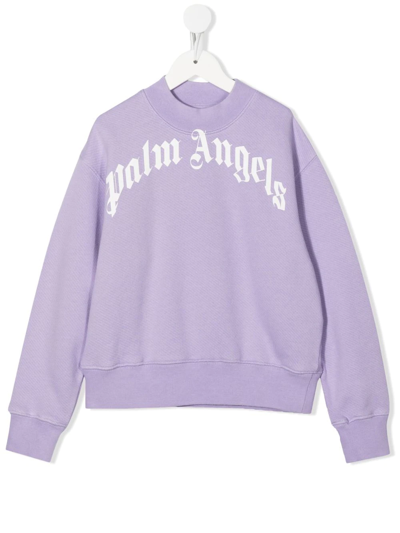 Shop Palm Angels Logo-print Cotton Sweatshirt In Violett