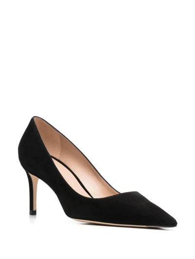 Shop Stuart Weitzman Pointed 75mm Suede Pumps In Schwarz