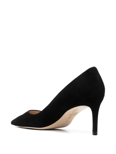 Shop Stuart Weitzman Pointed 75mm Suede Pumps In Schwarz