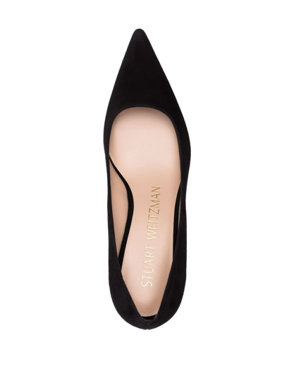 Stuart Weitzman Pointed-toe 75mm Leather Pumps In Schwarz