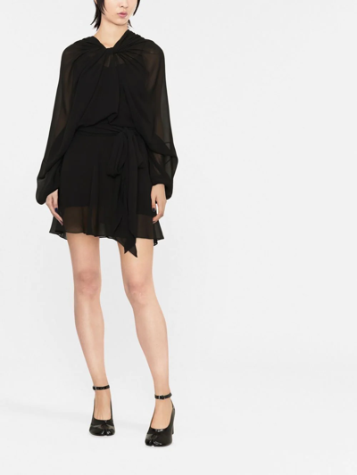 Maison Margiela Twisted Drape Silk Chiffon Mini Dress In Black