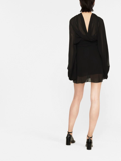 Maison Margiela Twisted Drape Silk Chiffon Mini Dress In Black