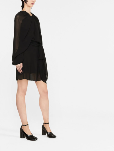 Maison Margiela Twisted Drape Silk Chiffon Mini Dress In Black