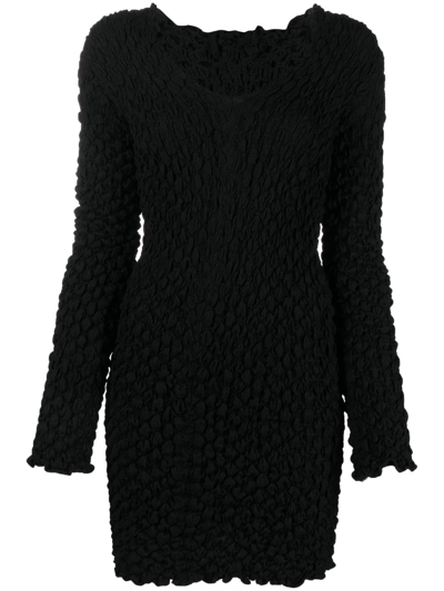 Shop Mcq By Alexander Mcqueen V-neck Knitted Mini Dress In Schwarz