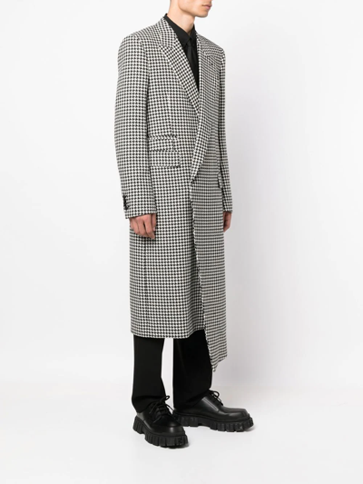 Shop Alexander Mcqueen Houndstooth-pattern Asymmetric Wool Coat In Schwarz