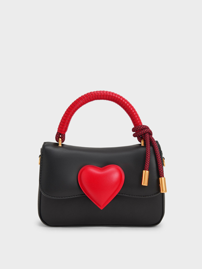 Charles Keith Heart motif Coiled Top Handle Bag In Black ModeSens