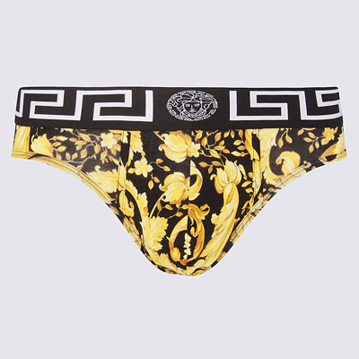Shop Versace Black And Gold Cotton Briefs In Black-gold