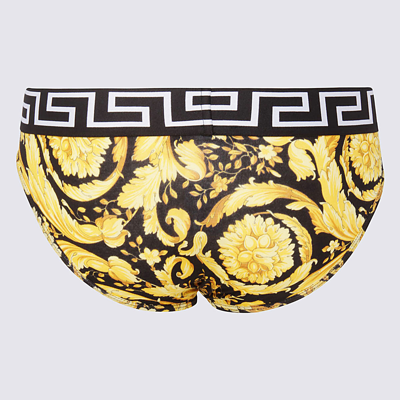 Shop Versace Black And Gold Cotton Briefs In Black-gold