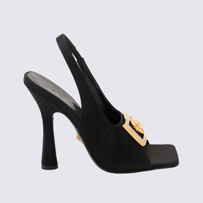 Shop Versace Black Canvas Sandals