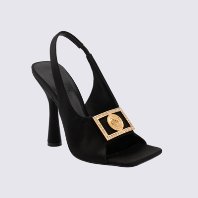 Shop Versace Black Canvas Sandals