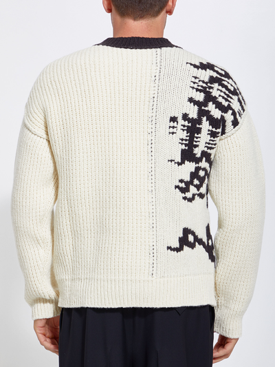 Shop Bottega Veneta Embroidered Wool Sweater In Marrone/bianco