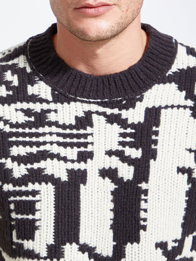 Shop Bottega Veneta Embroidered Wool Sweater In Marrone/bianco