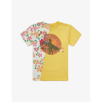 Shop Erl Graphic-print Cotton T-shirt 8-14 Years In Floral Orange