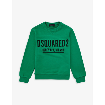 Shop Dsquared2 Logo-print Cotton-jersey Sweatshirt 6-16 Years In Green