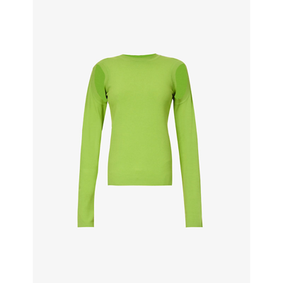 Shop Low Classic Cut-out Round-neck Knitted Top In Green